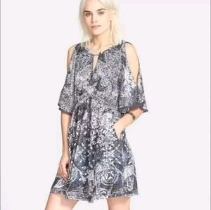 Free People Crochet Love Birds Printed Mini Dress Size S